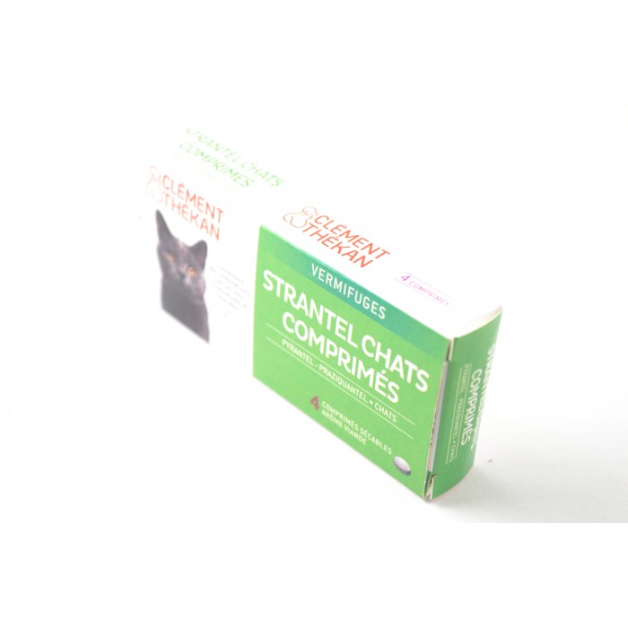 CLEMENT THEKAN STRANTEL Chats Comprimès Boite de 4 arôme viande