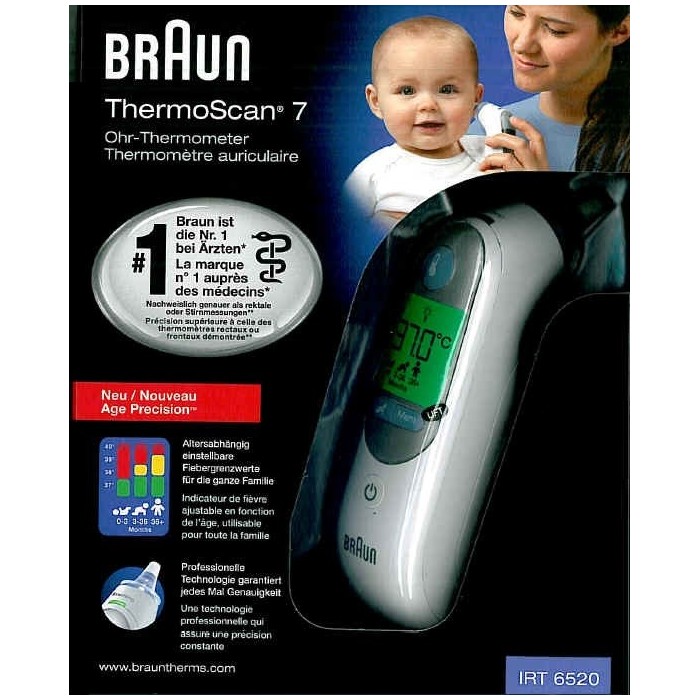 Braun - Thermomètre auriculaire - ThermoScan 7 - Technologie Age Precision  - Convient aux bébés et aux nourrissons - La marque n°1 des médecins1