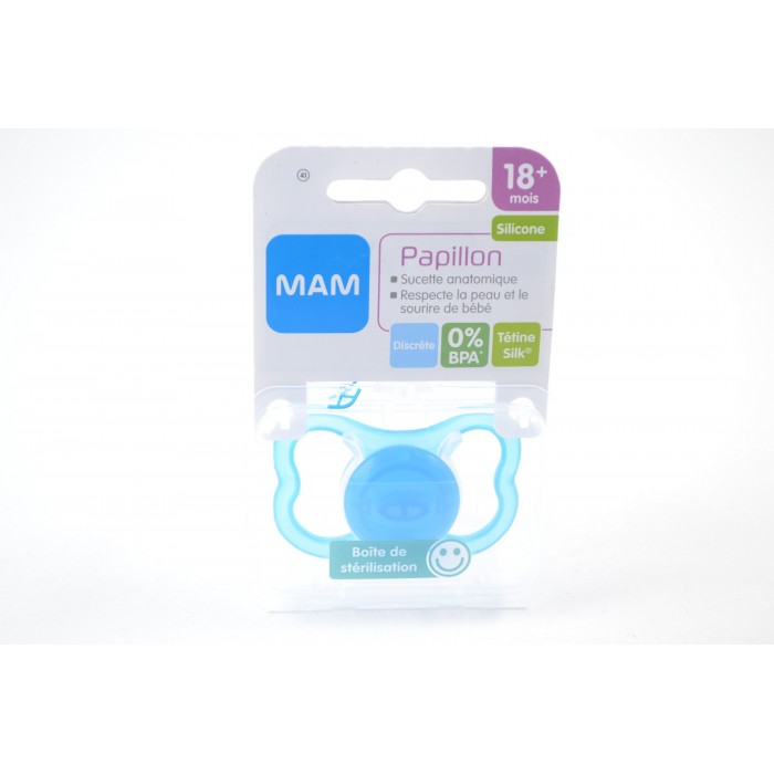 MAM Sucette Papillon 18 mois et + Silicone avec boite stérile Boite de 1
