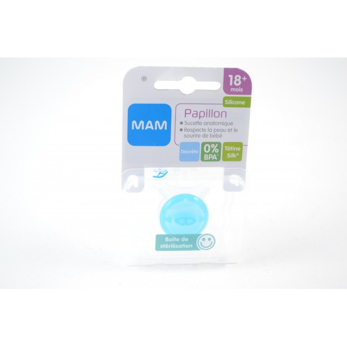 MAM Sucette Papillon 18 mois et + Silicone avec boite stérile Boite de 1