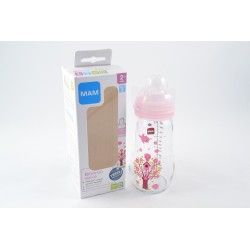MAM biberon en verre Rose 2 mois et + Débit 2 Biberon de 260 ml