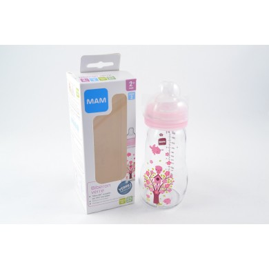 MAM biberon en verre Rose 2 mois et + Débit 2 Biberon de 260 ml