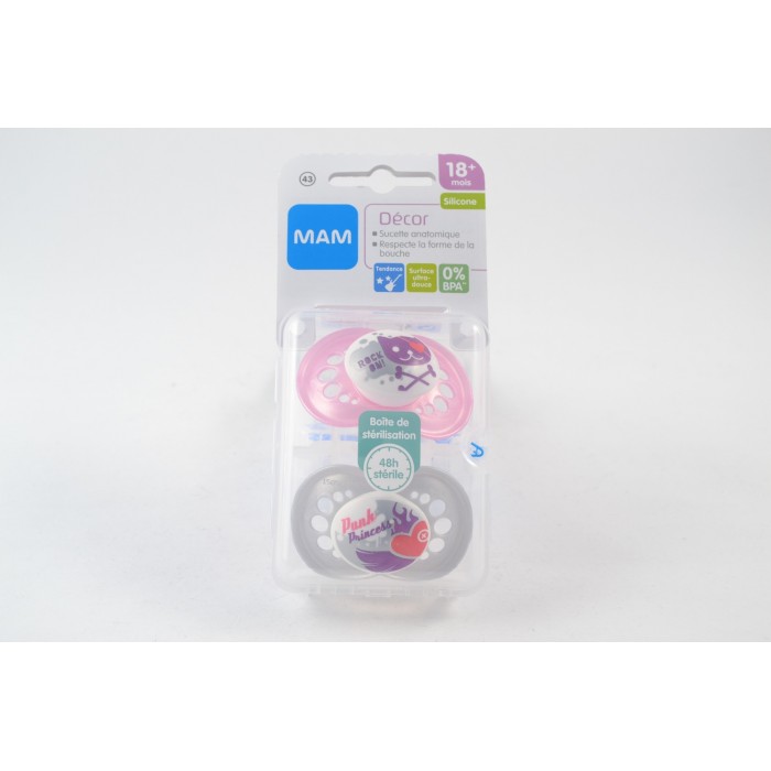 MAM Sucette silicone avec sa boite de stérilisation 18 mois+ Boite de 2