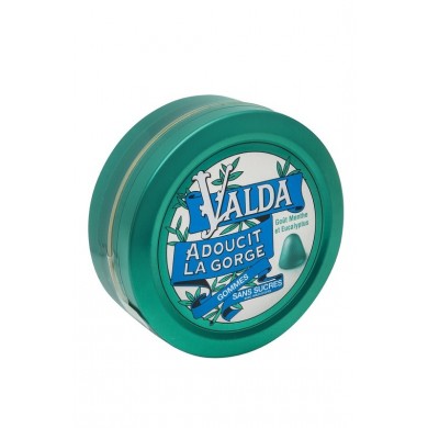 VALDA sans sucre Gomme menthe - eucalyptus Boite de 50 VALDA sans sucre Gomme menthe - eucalyptus Boite de 50