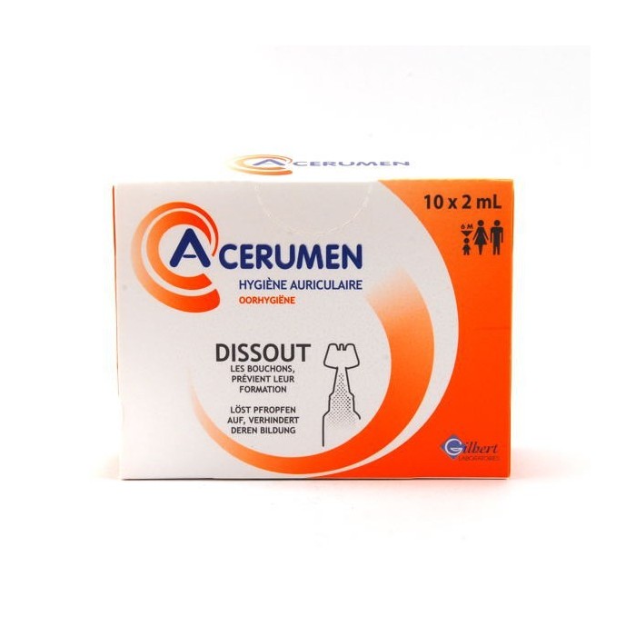 A CERUMEN Hygiène des oreilles Boite de 10 unidoses de 2 ml