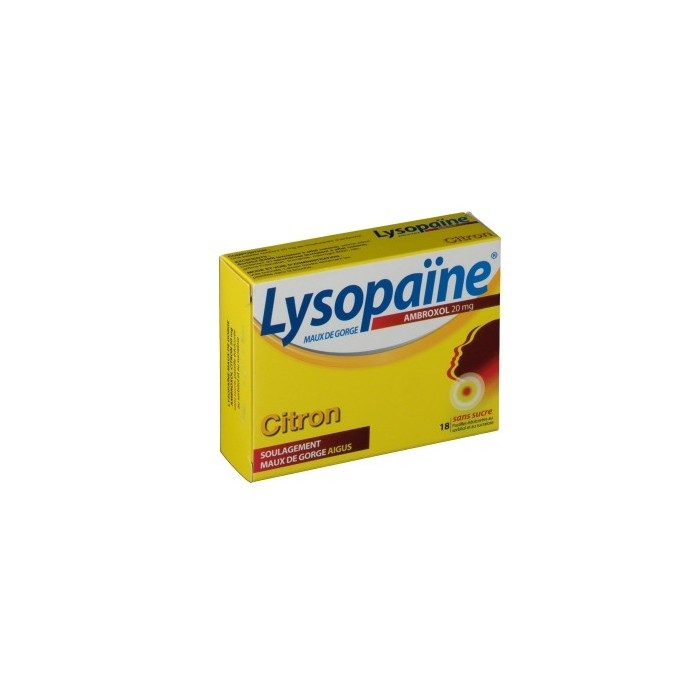 LYSOPAINE SANS SUCRE Goût Citron Boite de 18 pastilles