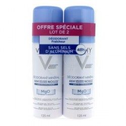 VICHY Déodorant minéral sans sels d'aluminium 48 heures Lot de 2 x 125 ml VICHY Déodorant minéral sans sels d'aluminium 48 heures Lot de 2 x 125 ml