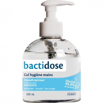 GILBERT Bactidose Gel hygiène des mains Flacon pompe de 300 ml