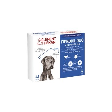 FIPROKIL DUO 402MG/120MG Pour chiens de 40 à 60 kilos Boite de 4 pipettes