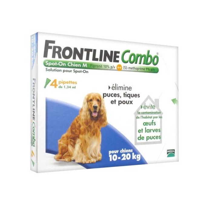 FRONTLINE COMBO Solution externe Chien 10-20kg Boite de 4 doses MERIAL - 1