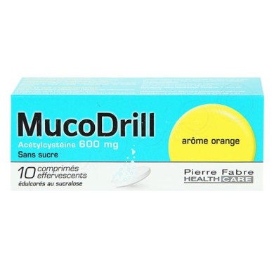 MUCODRILL Sans sucre Boite de 10 comprimés effervescents goût Orange