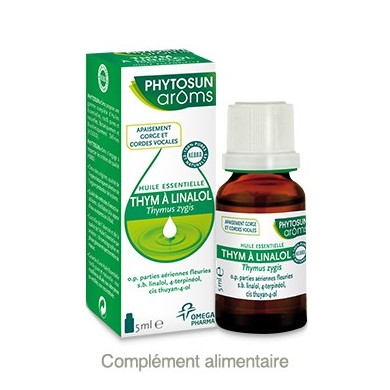 PHYTOSUN AROMS  Huile essentielle de THYM A LINALOL Flacon de 5 ml PHYTOSUN AROMS  Huile essentielle de THYM A LINALOL Flacon de 5 ml