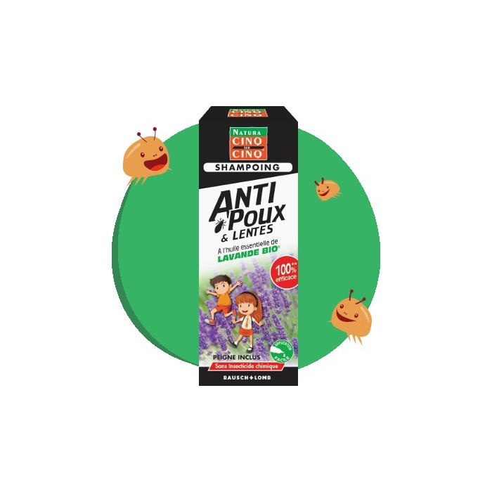 CINQ SUR CINQ Shampooing anti poux et lentes à lavande Bio Flacon de 100 ml + peinge