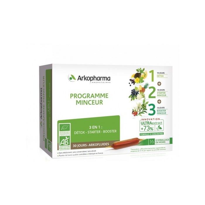 ARKOPHARMA Arkofluides Programme minceur 3 en 1 Boite de 30 ampoules