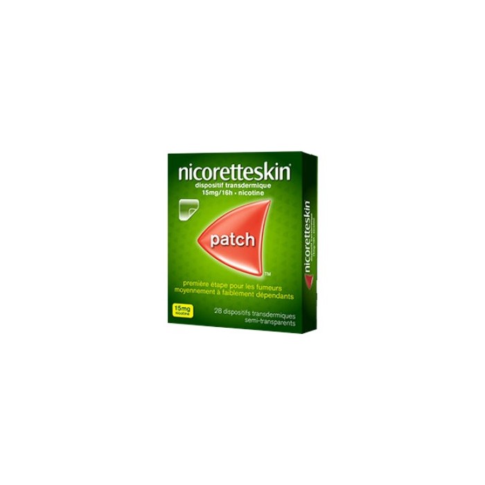 NICORETTESKIN 15 mg / 16 h de nicotine Boite de 28 patchs NICORETTESKIN 15 mg / 16 h de nicotine Boite de 28 patchs