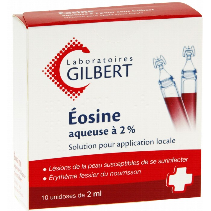 EOSINE aqueuse à 2 % Gilbert  Boite de 10 unidoses de 2 ml Gilbert - 1