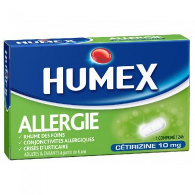 HUMEX ALLERGIE CETIRIZINE Comprimés Plaquette de 7 Urgo - 1 HUMEX ALLERGIE CETIRIZINE Comprimés Plaquette de 7 Urgo - 1