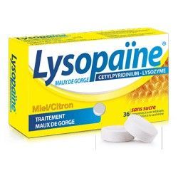 Lysopaïne Miel-Citron Sans sucre 36 Comprimés à sucer