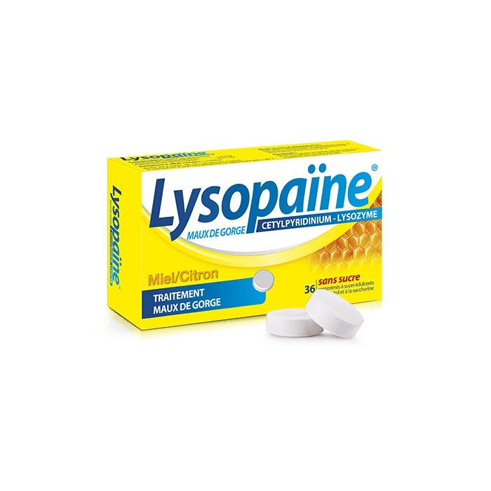 Lysopaïne Miel-Citron Sans sucre 36 Comprimés à sucer