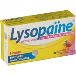 Lysopaïne Fraise Sans sucre 36 Comprimés à sucer