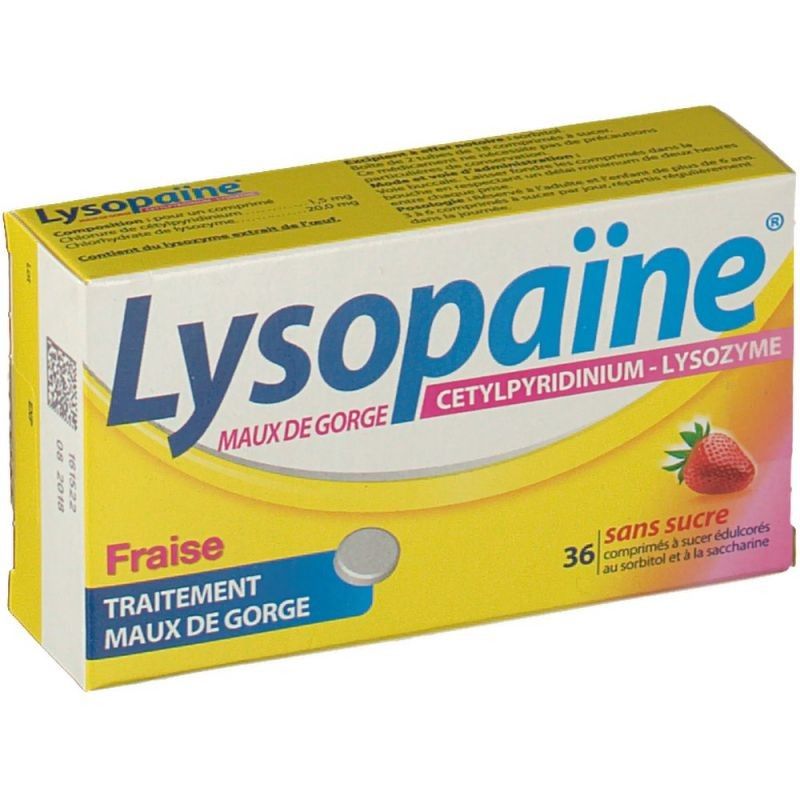 Lysopaine Fraise Sans Sucre 36 Comprimes A Sucer Lysopaine Fraise Sans Sucre 36 Comprimes A Sucer