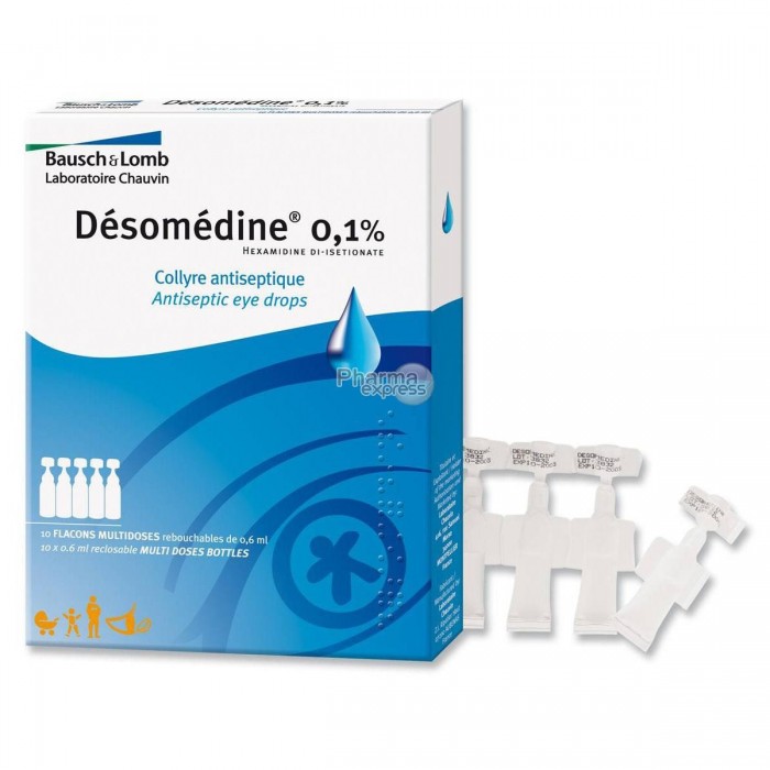 DESOMEDINE 0, 1 % collyre antiseptique Boite de 10 unidoses de 0.6 ml CHAUVIN BAUSCH & LOMB - 1 DESOMEDINE 0, 1 % collyre antiseptique Boite de 10 unidoses de 0.6 ml CHAUVIN BAUSCH & LOMB - 1