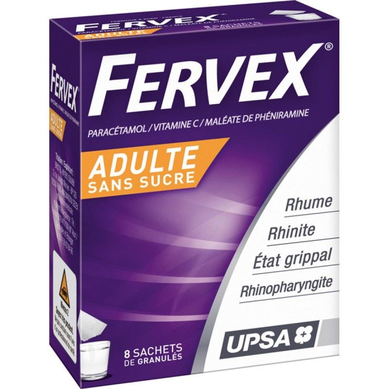 FERVEX Adultes Sans Sucre Boite De 8 Sachets FERVEX Adultes Sans Sucre Boite De 8 Sachets