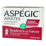 ASPEGIC Adultes 1000 mg Poudre pour solution buvable Boite de 30 sachets SANOFI - 1 ASPEGIC Adultes 1000 mg Poudre pour solution buvable Boite de 30 sachets SANOFI - 1