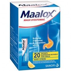 MAALOX MAUX d'ESTOMAC  Boite de 20 Sachets-doses goût Citron SANOFI - 1