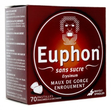 EUPHON Sans sucre Maux de Gorge, enrouement Boite de 70 pastilles IPRAD SANTÉ - 1 EUPHON Sans sucre Maux de Gorge, enrouement Boite de 70 pastilles IPRAD SANTÉ - 1