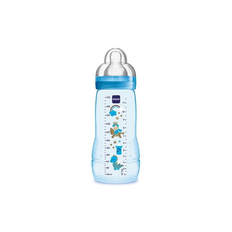 MAM Biberon Easy Active 270ml - Tétine SkinSoft Silicone - Débit Moyen 2-4 Mois - Sans BPA