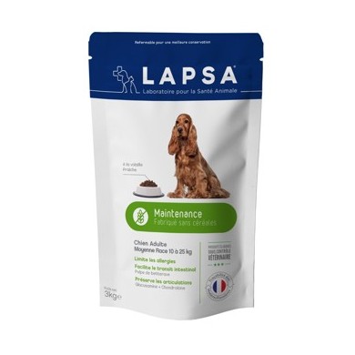 LAPSA Croquette MAINTENANCE chiens adultes de 1 à 7 ans DE 10 à 25 kilos Sachet de 15 kilos