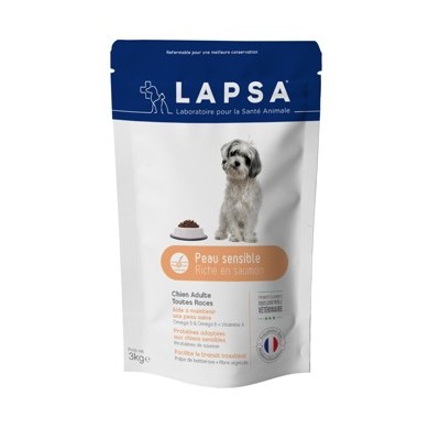 LAPSA Croquettes chiens adultes toutes races PEAU SENSIBLE Sachet de 3 kilos