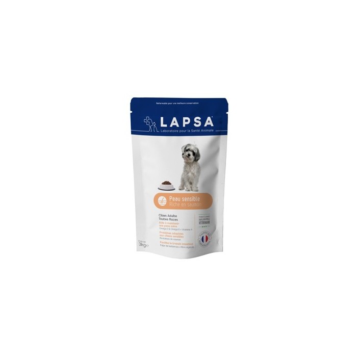 LAPSA Croquettes chiens adultes toutes races PEAU SENSIBLE Sachet de 3 kilos