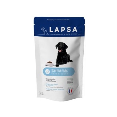 LAPSA Croquettes chiens adultes toutes races  STERILISE LIGHT Sachet de 3 kilos