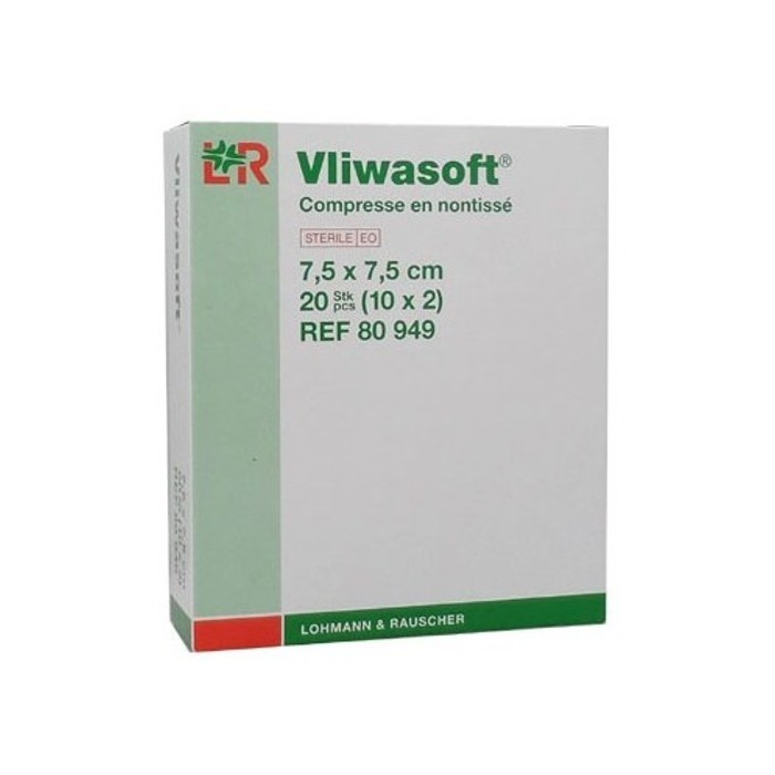 LOHMANN Vliwasoft Compresse non tissé 7.5 x 7.5 cm Boite de 20 (2x10)