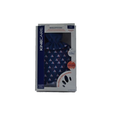 KINECARE Bouillotte à eau 2 litres avec housse lavable "bleu motifs géométrique"
