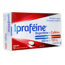 IPRAFEINE Ibuprofene 400 + cafeine 100 Boite de 10 comprimés