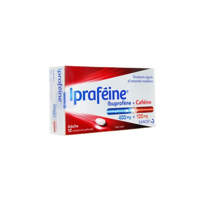 IPRAFEINE Ibuprofene 400 + cafeine 100 Boite de 10 comprimés