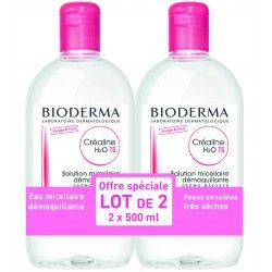 BIODERMA CREALINE TS H2O Solution Micellaire sans parfum nettoyante apaisante 2 Flacons de 500ml Bioderma - 1
