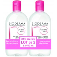 BIODERMA CREALINE TS H2O Solution Micellaire sans parfum nettoyante apaisante 2 Flacons de 500ml Bioderma - 1