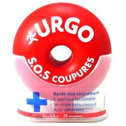 URGO SOS Coupures Bandes stop saignements 3m x 2,5 cm URGO SOS Coupures Bandes stop saignements 3m x 2,5 cm