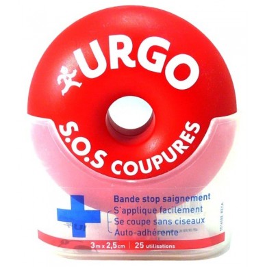 URGO SOS Coupures Bandes stop saignements 3m x 2,5 cm URGO SOS Coupures Bandes stop saignements 3m x 2,5 cm