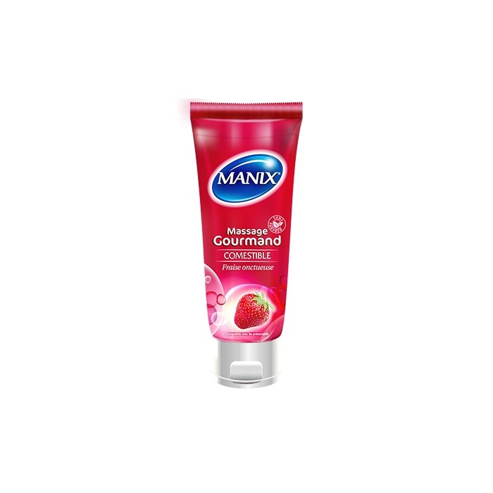 MANIX Gel de massage Gourmand Comestible Goût Fraise onctueuse Flacon de 200 ml Manix - 1