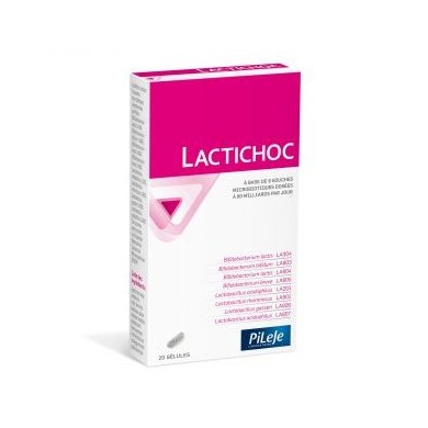 PILEJE LACTICHOC  8 souches microbiotiques Boite de 20 gélules PILEJE LACTICHOC  8 souches microbiotiques Boite de 20 gélules