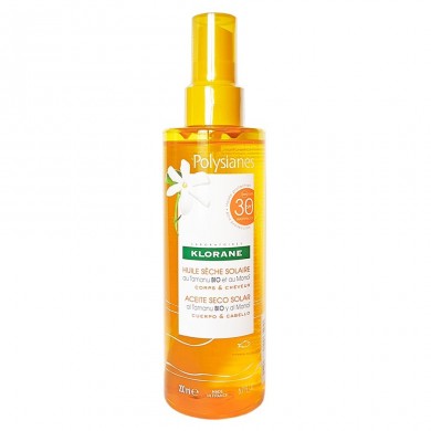 KLORANE Polysianes Huile sèche solaire SPF 30 Spray de 200 ml KLORANE Polysianes Huile sèche solaire SPF 30 Spray de 200 ml