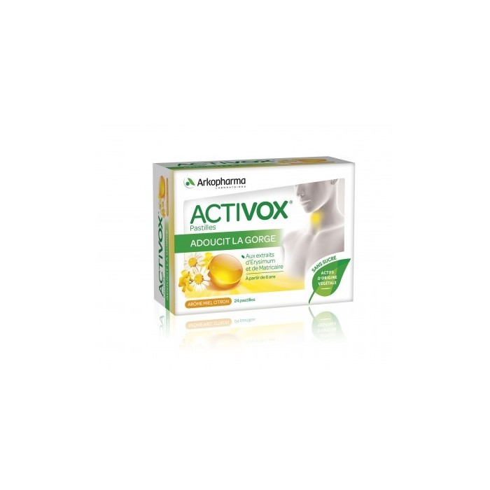 ARKOPHARMA ACTIVOX Pastilles gout miel citron adoucit la gorge Boite de 24