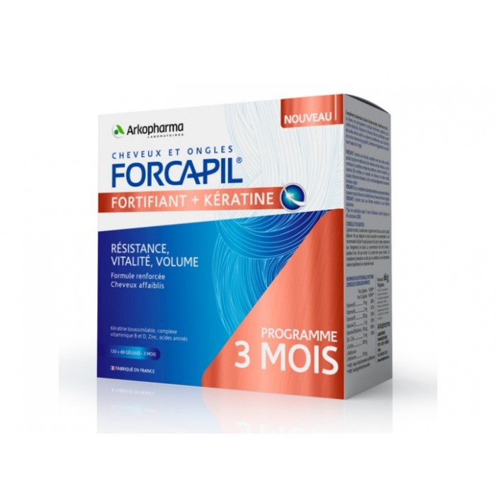 ARKOPHARMA FORCAPIL KERATINE + Complément alimentaire cheveux et ongles Boite de 180 gélules