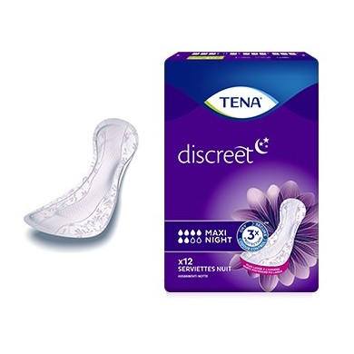 TENA DISCREET Maxi Night  Paquet de 12 serviettes