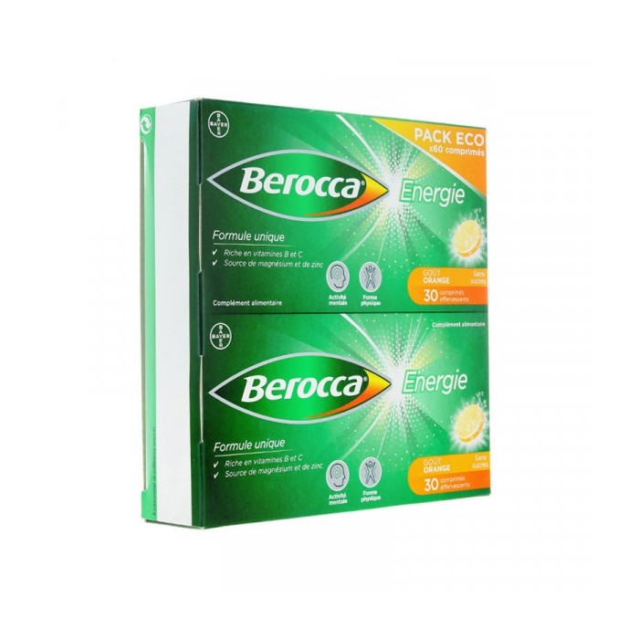 BEROCCA Boite de 60 comprimés effervescents goût Orange sans sucre
